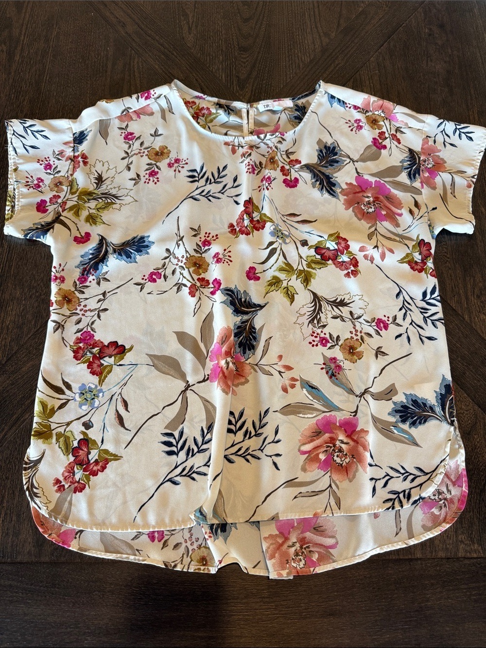 DR2 Floral Short Sleeve Blouse Size Large